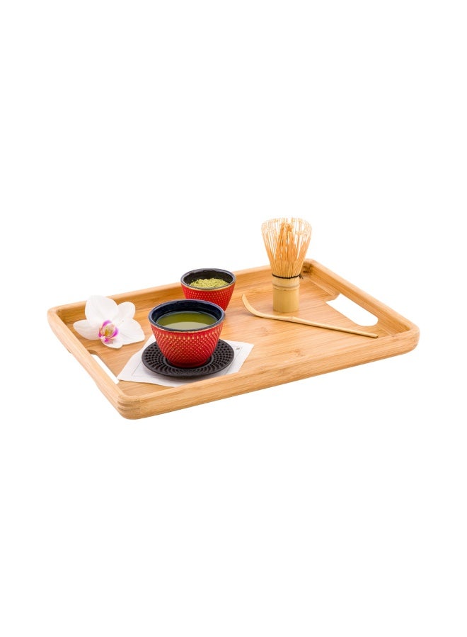 Restaurantware 10.5 x 9.5 Inch Breakfast Tray, 1 Rectangle Tray With Handles - Rounded Edges, Chip-resistant, Natural Bamboo Butler Holding Serving Tray, Shatterproof, For Meals, Snacks, And Beverages - Image 2