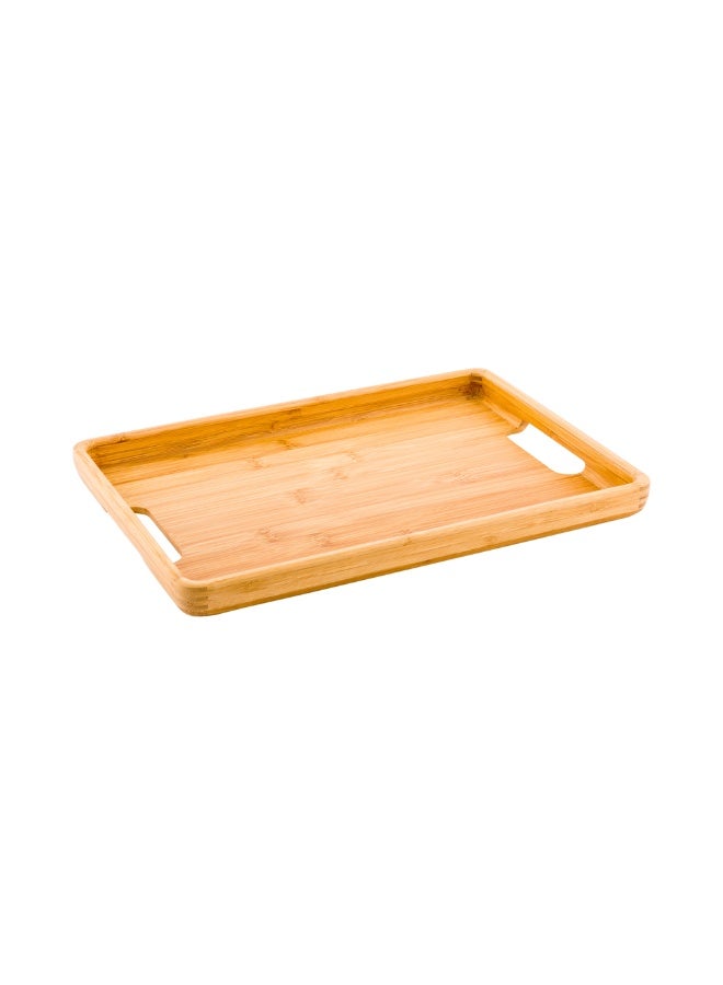 Restaurantware 10.5 x 9.5 Inch Breakfast Tray, 1 Rectangle Tray With Handles - Rounded Edges, Chip-resistant, Natural Bamboo Butler Holding Serving Tray, Shatterproof, For Meals, Snacks, And Beverages - Image 1