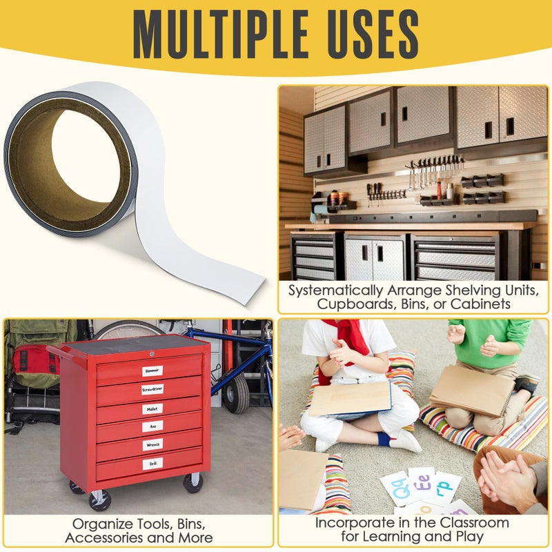 Houseables Magnetic Strip, Magnetic Tape, Magnet Tape, Magnet Roll, Dry Erase Label, Strips for White Board, Write On Labels, Whiteboard Sheet, Dry Erase Sheet, Writable, Wipe Off, Blank, 2 IN x 10 FT - Image 5