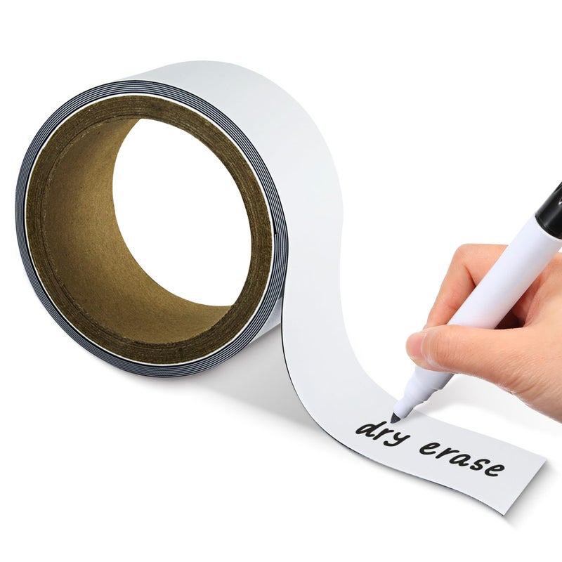 Houseables Magnetic Strip, Magnetic Tape, Magnet Tape, Magnet Roll, Dry Erase Label, Strips for White Board, Write On Labels, Whiteboard Sheet, Dry Erase Sheet, Writable, Wipe Off, Blank, 2 IN x 10 FT - Image 1