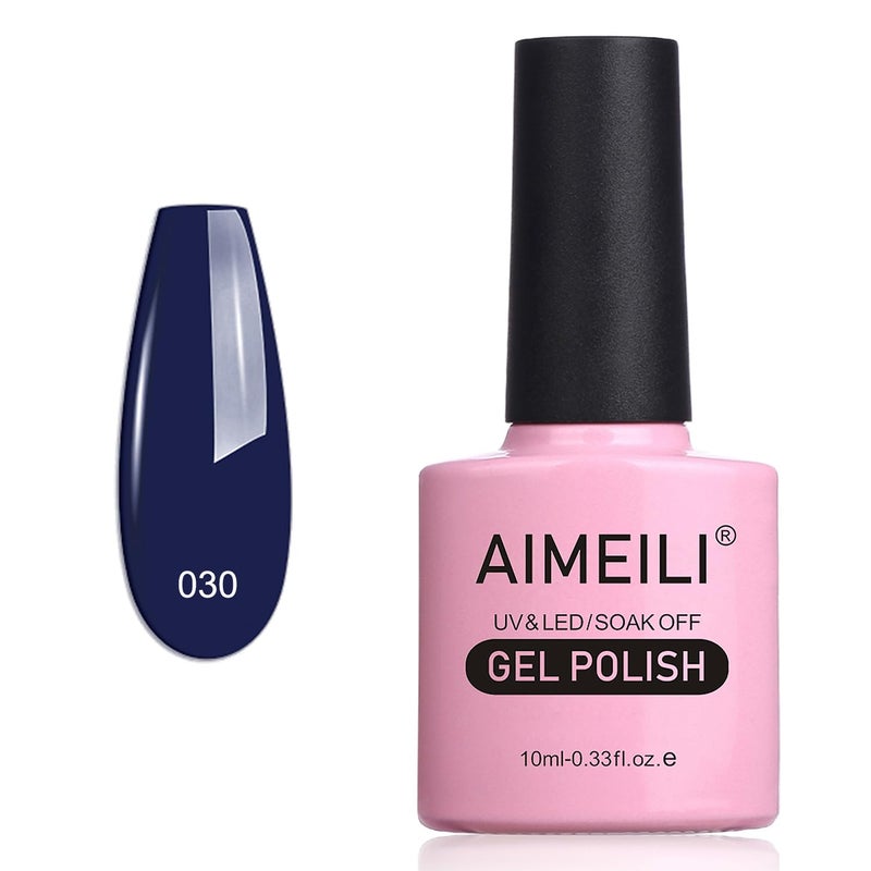 AIMEILI Soak Off UV LED Gel Nail Polish - Blue (030) 10ml - Image 1