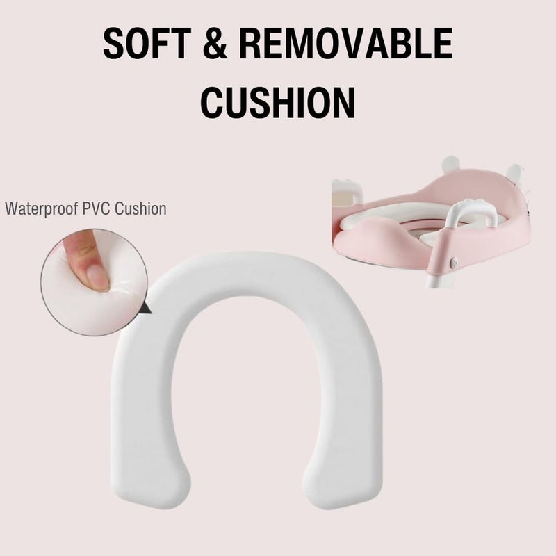 PandaEar Toilet Potty Training Seat with Step Stool Ladder, Comfortable Safe Potty Seat with Anti-Slip Pads Ladder for Kids Boys Girls Toddlers (Pink) - Image 5