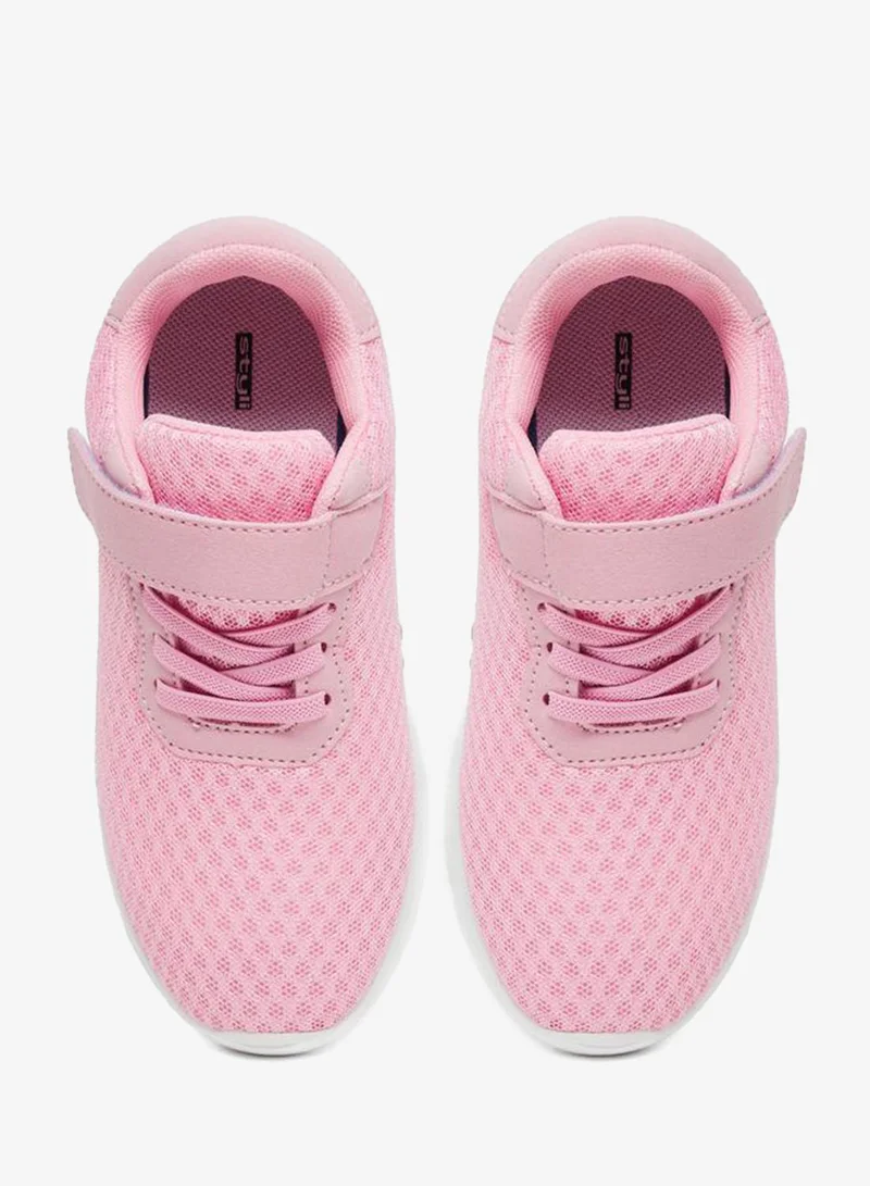 Styli Active Girls Pink Textured Velcro Strap Sneakers