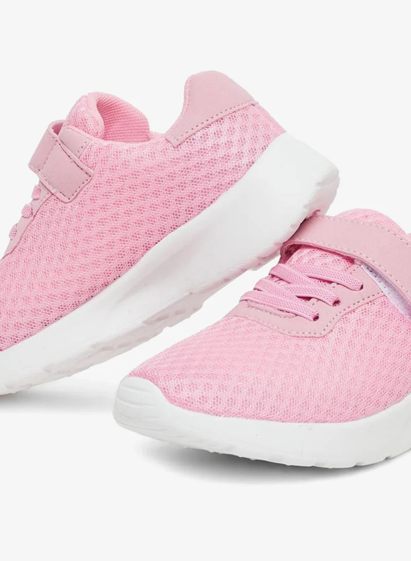 Styli Active Girls Pink Textured Velcro Strap Sneakers