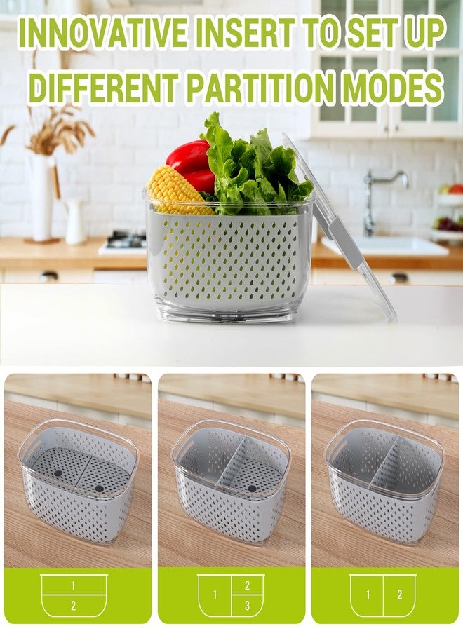 Luxear 3 Pack Fruit Vegetable Storage Containers BPA Free Refrigerator Container Divided Salad Container Fridge Organizer Used to Store Fruit and Vegetable Containers - Image 2