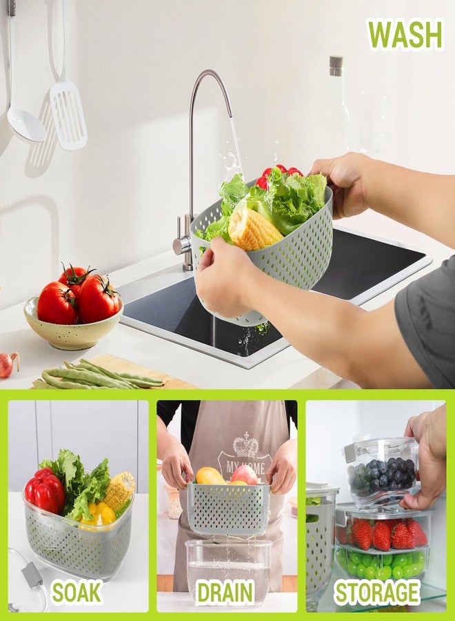 Luxear 3 Pack Fruit Vegetable Storage Containers BPA Free Refrigerator Container Divided Salad Container Fridge Organizer Used to Store Fruit and Vegetable Containers - Image 4