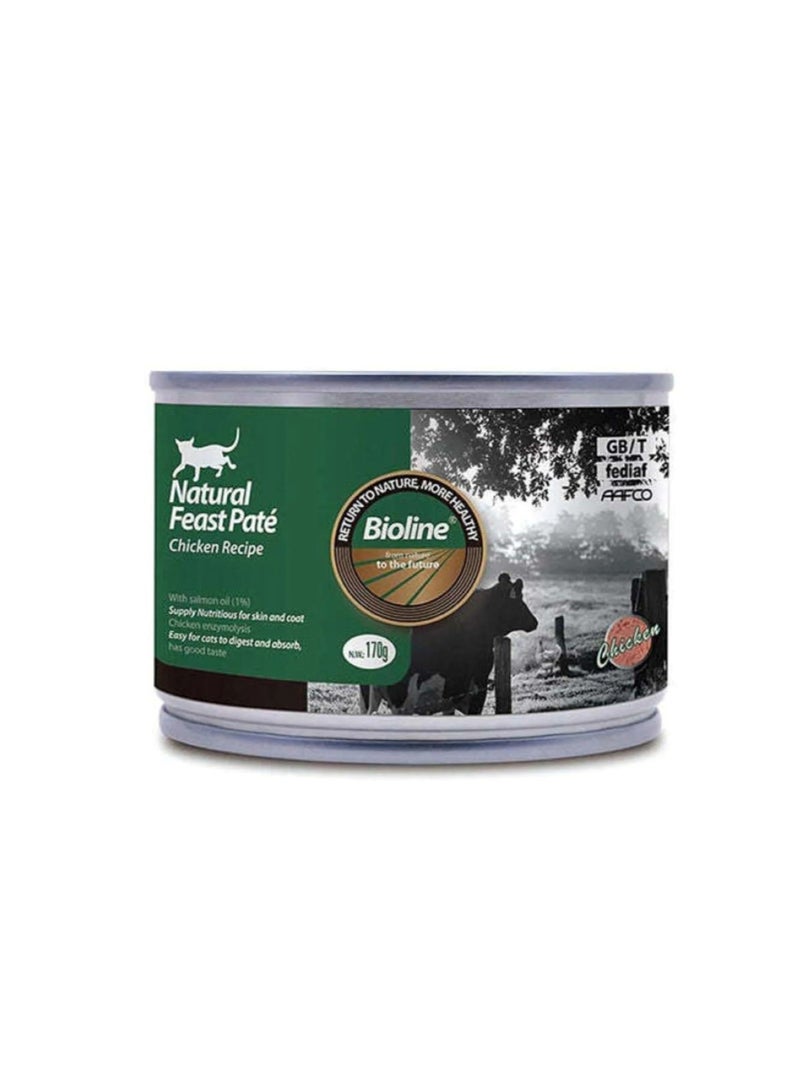بايولاين باتيه ناتشورال فيست للقطط – وصفة دجاج، 170 غرام