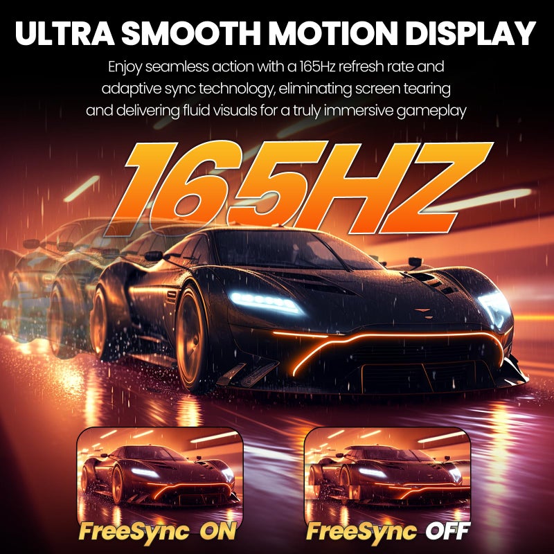 CRUA 34'' White Gaming Monitor, 165HZ/144HZ, WQHD(3440x1440P) IPS UltraWide Screen Computer Monitors with Built-in Speakers, Supports FreeSync, 120% sRGB, HDMI 2.0 & DP 1.4, Wall Mountable Installs - Image 4