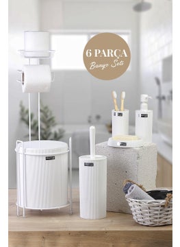 ‎okyanus Home Ocean Home White Mina Replacement WC Paper Holder and 6 Piece Bathroom Set  - Image 1