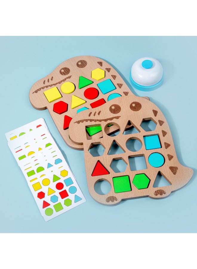 Enlightenment Early Education Educational Toys 3-6 Years Old Geometric Matching Montessori Education Parent-Child Interactive Battle Board Game-Color:Double Crocodile 0.85 (color Box) - Image 5