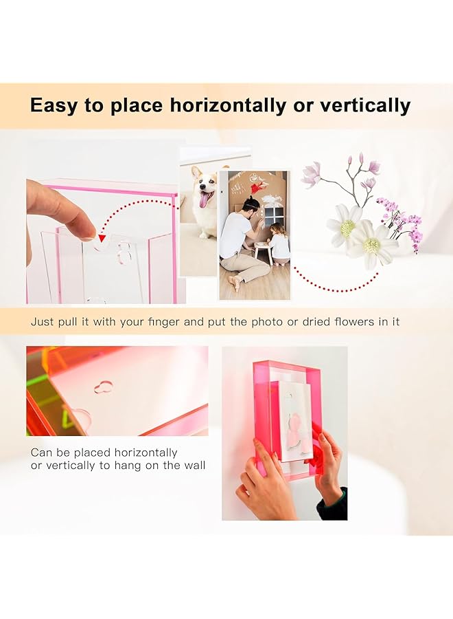 إيروريكس إطارات صور ملونة معلقة على الحائط إطار صور شفاف من الأكريليك لتزيين الطاولة إطار ملصق صورة 3.5 × 5 بوصة حامل لوحة رسائل صورة إبداعية إطار صورة بورتريه أحمر - Image 4