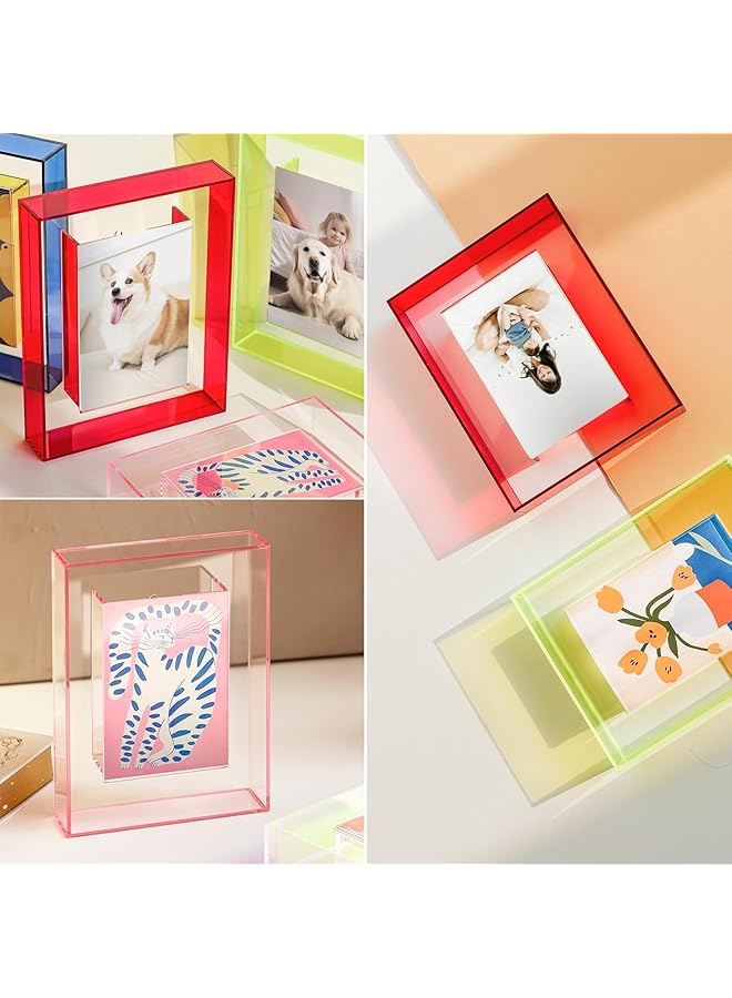 إيروريكس إطارات صور ملونة معلقة على الحائط إطار صور شفاف من الأكريليك لتزيين الطاولة إطار ملصق صورة 3.5 × 5 بوصة حامل لوحة رسائل صورة إبداعية إطار صورة بورتريه أحمر - Image 2