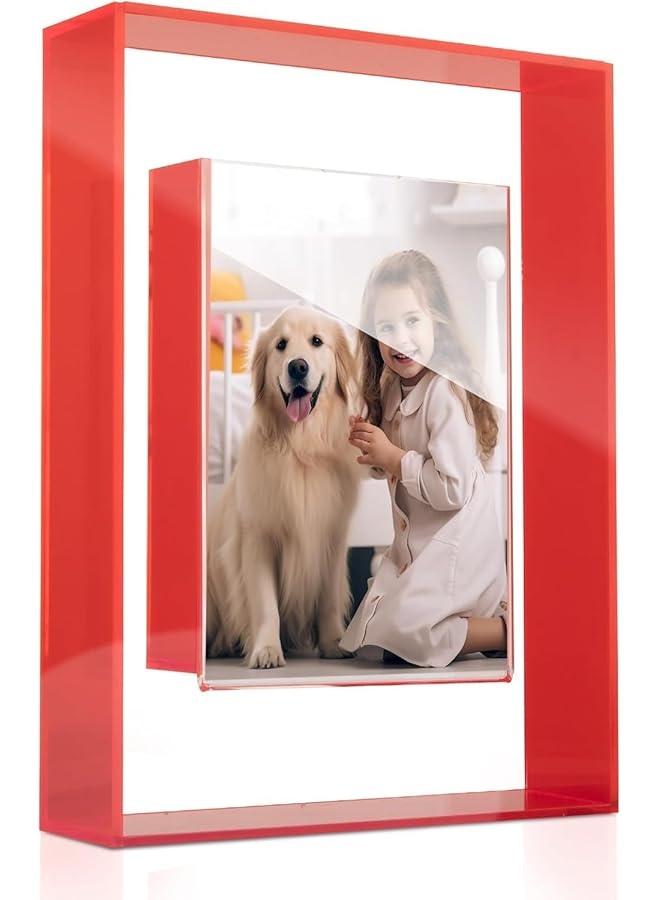 إيروريكس إطارات صور ملونة معلقة على الحائط إطار صور شفاف من الأكريليك لتزيين الطاولة إطار ملصق صورة 3.5 × 5 بوصة حامل لوحة رسائل صورة إبداعية إطار صورة بورتريه أحمر - Image 1