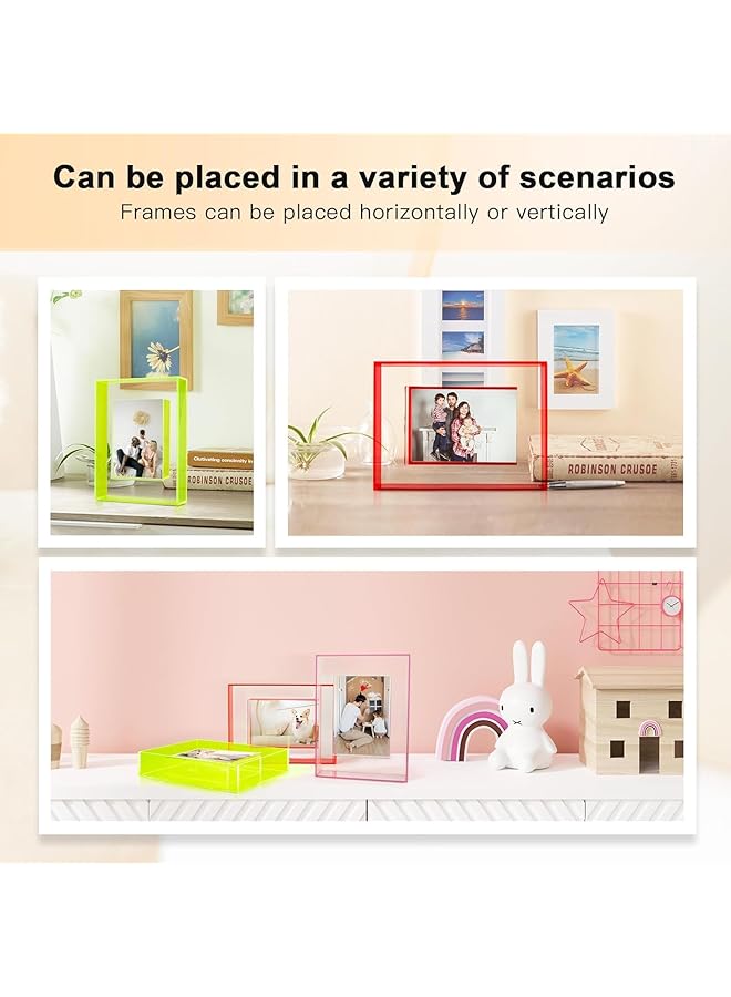 إيروريكس إطارات صور ملونة معلقة على الحائط إطار صور شفاف من الأكريليك لتزيين الطاولة إطار ملصق صورة 3.5 × 5 بوصة حامل لوحة رسائل صورة إبداعية إطار صورة بورتريه أحمر - Image 5