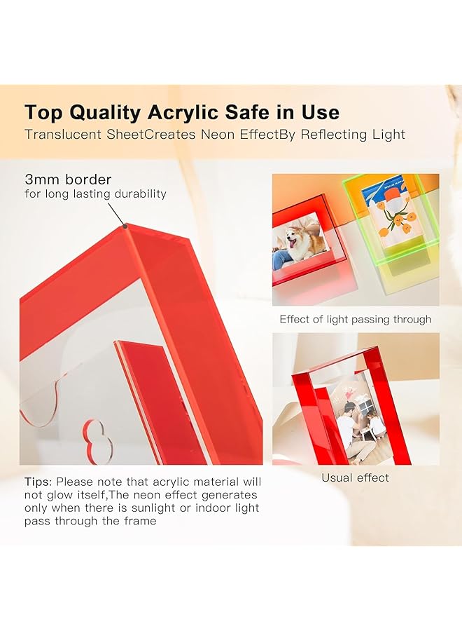 إيروريكس إطارات صور ملونة معلقة على الحائط إطار صور شفاف من الأكريليك لتزيين الطاولة إطار ملصق صورة 3.5 × 5 بوصة حامل لوحة رسائل صورة إبداعية إطار صورة بورتريه أحمر - Image 3