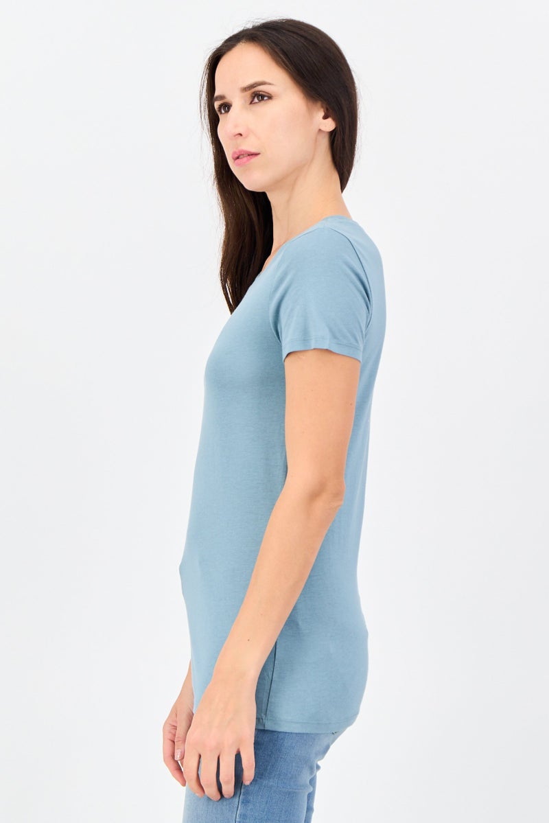 GAP Women Crew Neck Short Sleeve Plain T-Shirt, Slate Blue - Image 2