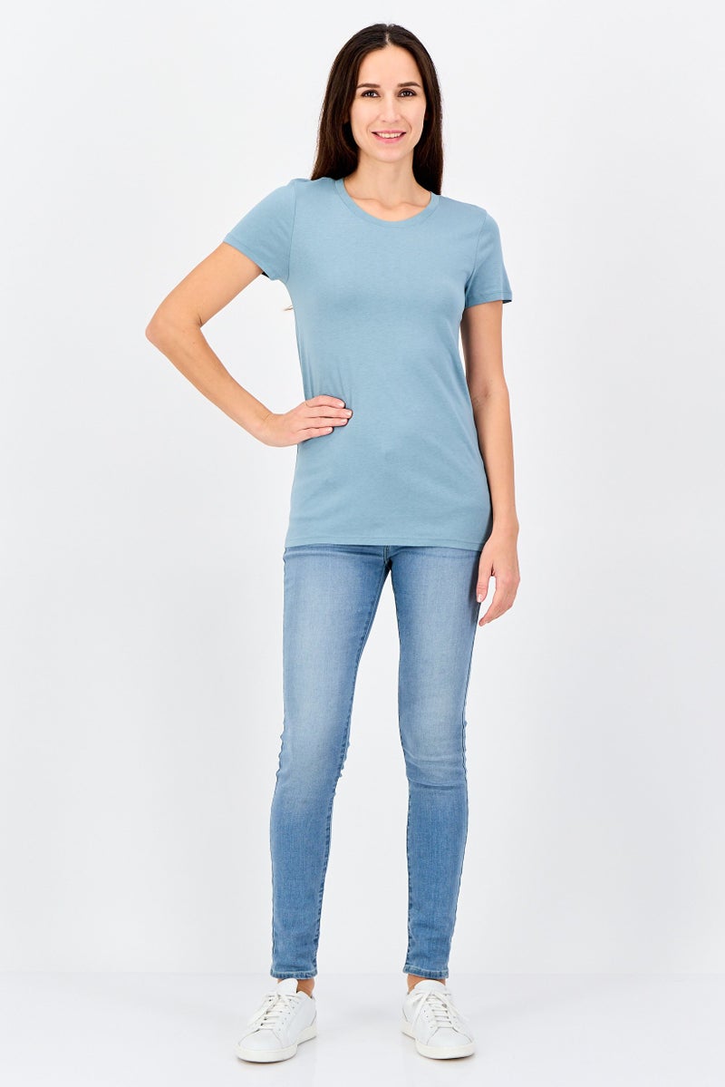 GAP Women Crew Neck Short Sleeve Plain T-Shirt, Slate Blue - Image 3
