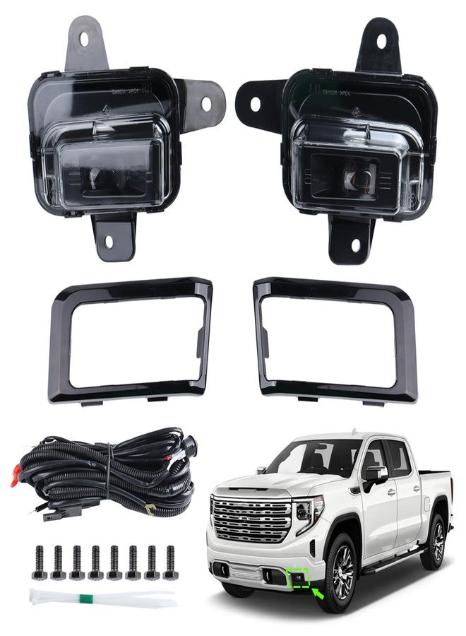 KAMDKI LED Fog Light Set 5pcs Compatible for 2022 2023 2024 GMC Sierra 1500 Front Bumper Lamp Assembly With Wire Harness Bulbs Cover Bezels GM2593338 GM259233 GM1039290 GM1038290 - Image 1