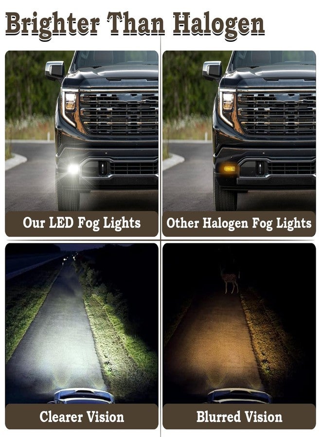 KAMDKI LED Fog Light Set 5pcs Compatible for 2022 2023 2024 GMC Sierra 1500 Front Bumper Lamp Assembly With Wire Harness Bulbs Cover Bezels GM2593338 GM259233 GM1039290 GM1038290 - Image 2