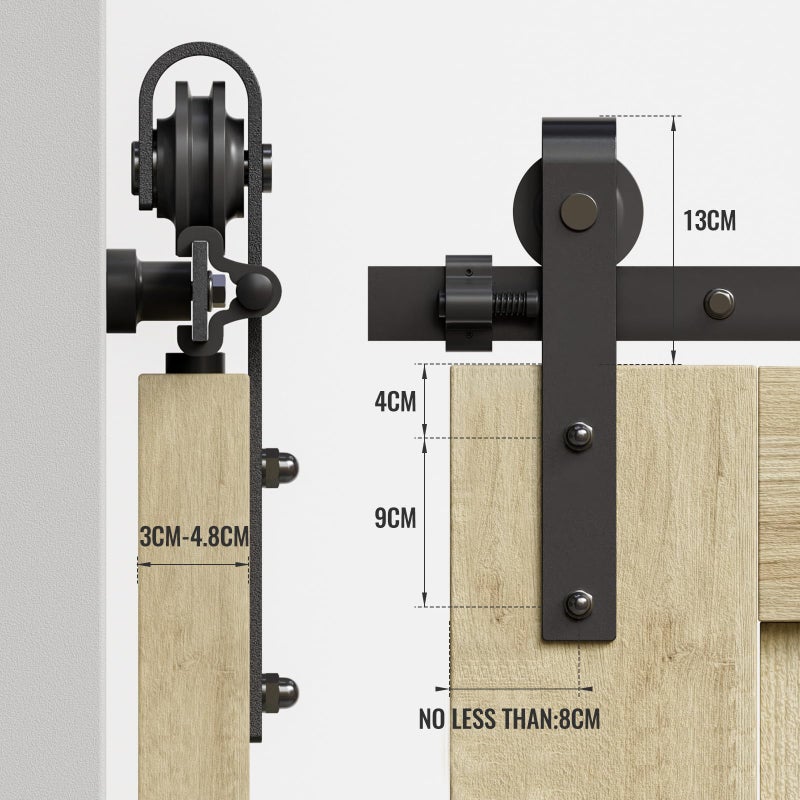 CCJH 6FT/72inch Sliding Barn Door Hardware Kit for Single Door Carbon Steel Black - Image 4