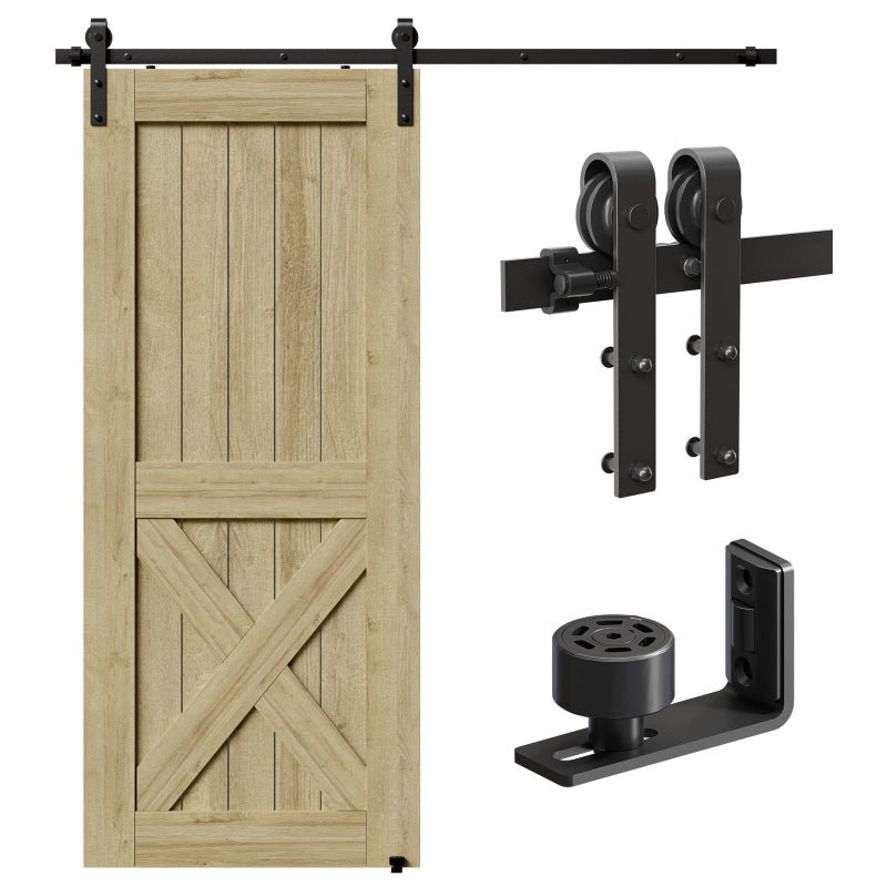 CCJH 6FT/72inch Sliding Barn Door Hardware Kit for Single Door Carbon Steel Black - Image 1