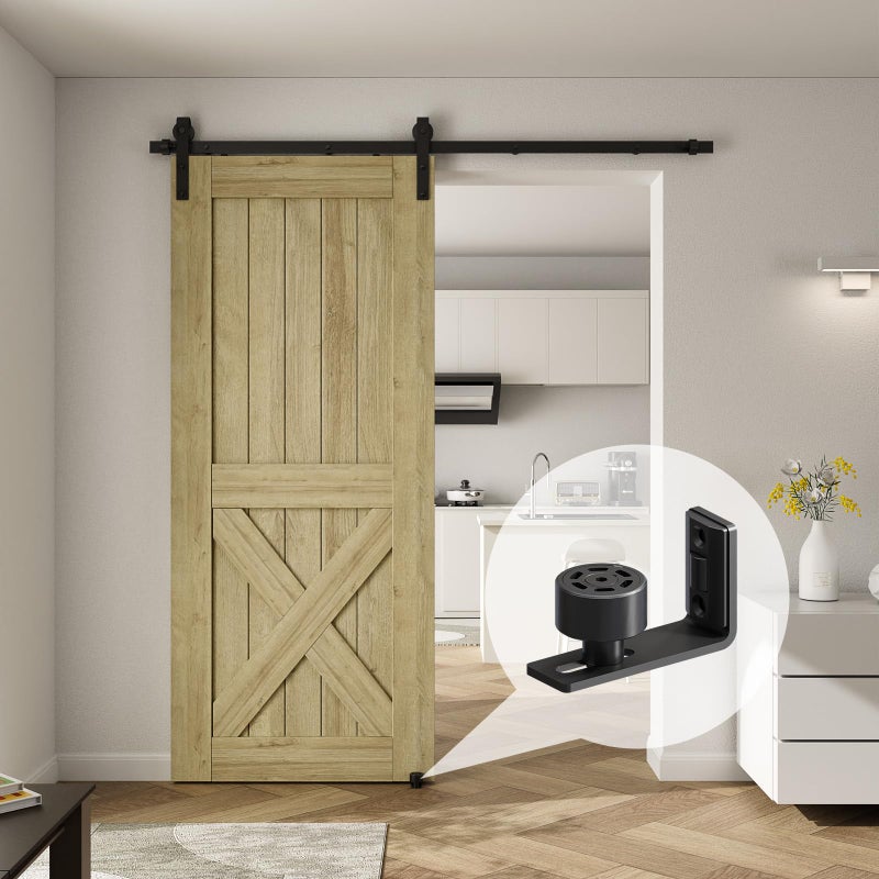 CCJH 6FT/72inch Sliding Barn Door Hardware Kit for Single Door Carbon Steel Black - Image 3