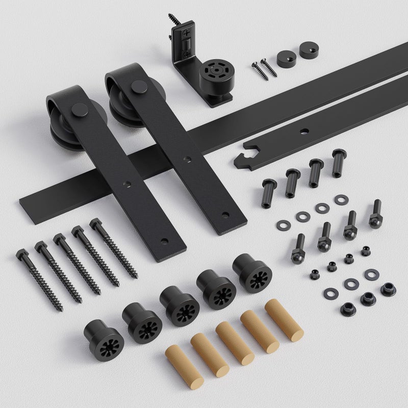CCJH 6FT/72inch Sliding Barn Door Hardware Kit for Single Door Carbon Steel Black - Image 5