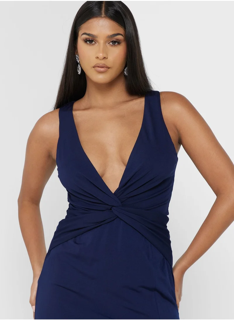 skirt and stiletto Front Slit Twist Detail Dress