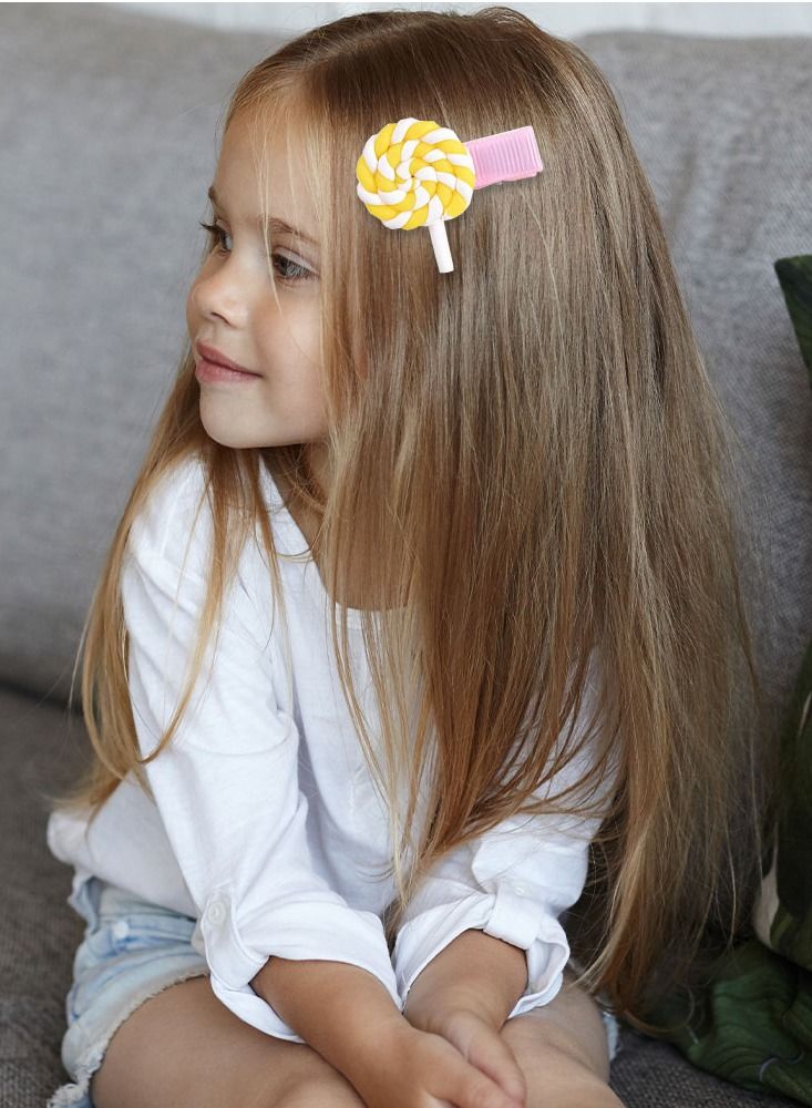 CATANES 5 Packs For Hair Clips Lollipop Colourful Flatback Polymer Hair Clips - Image 4