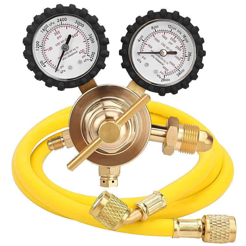 Tutor Auto Nitrogen Regulator with 0-600 PSI Delivery Pressure, 60" Hose CGA580 Inlet Connection and 1/4'' Male Flare Outlet Connection - Image 1