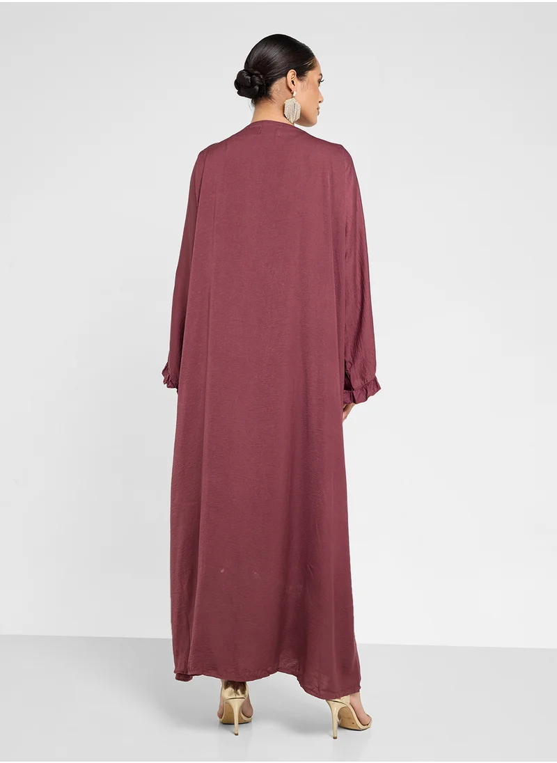 hayas closet Ruffle detail Abaya with Sheila