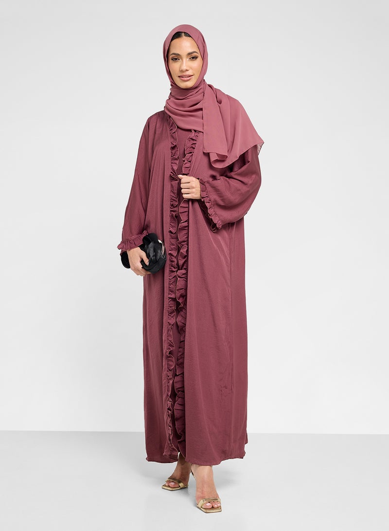 hayas closet Ruffle Detailed Flared Sleeve Abaya  - Image 1