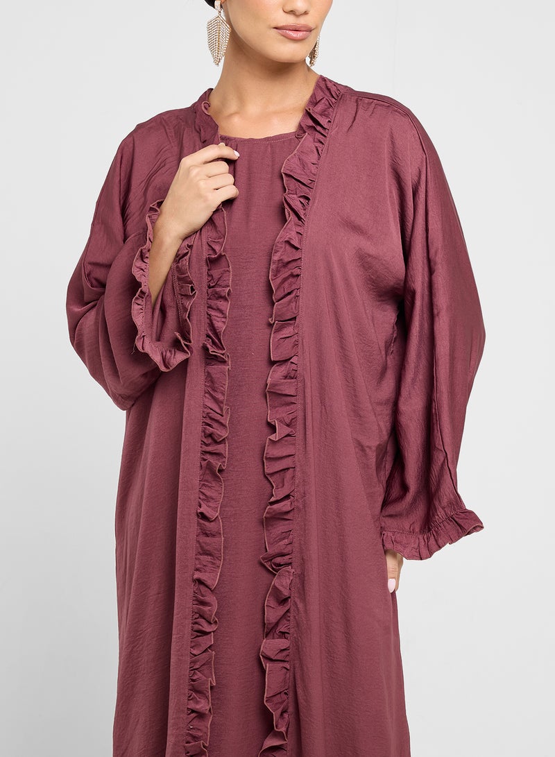 hayas closet Ruffle Detailed Flared Sleeve Abaya  - Image 4