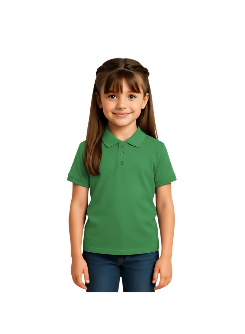 PRINTSHOP4ME Girls Kids Polo T-Shirt 230 GSM Pure Cotton Basic Colors - Image 1
