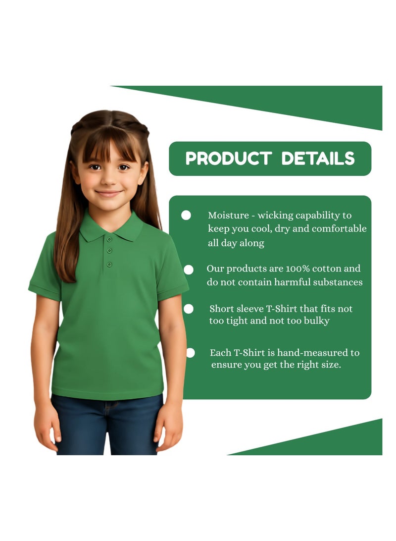 PRINTSHOP4ME Girls Kids Polo T-Shirt 230 GSM Pure Cotton Basic Colors - Image 3