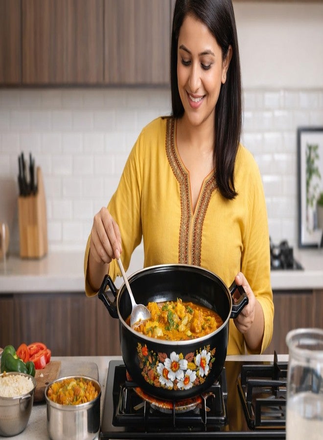 Non-Stick Kadhai with Thick Aluminium Body | Cool Touch Handle | Multipurpose Cooking Pan for Frying, Saute & Curry | Durable Longlasting use (Black) - Image 4