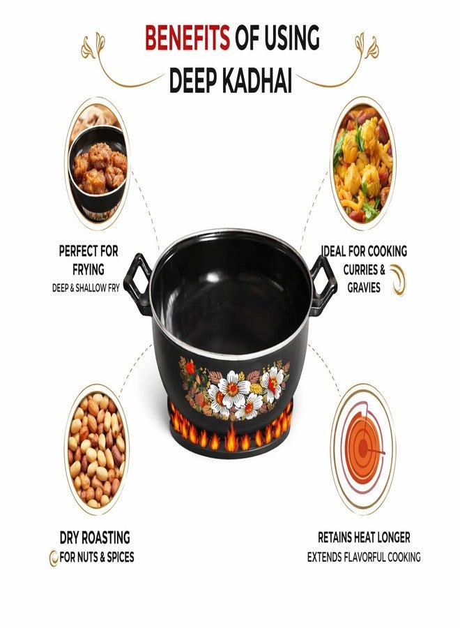 Non-Stick Kadhai with Thick Aluminium Body | Cool Touch Handle | Multipurpose Cooking Pan for Frying, Saute & Curry | Durable Longlasting use (Black) - Image 3