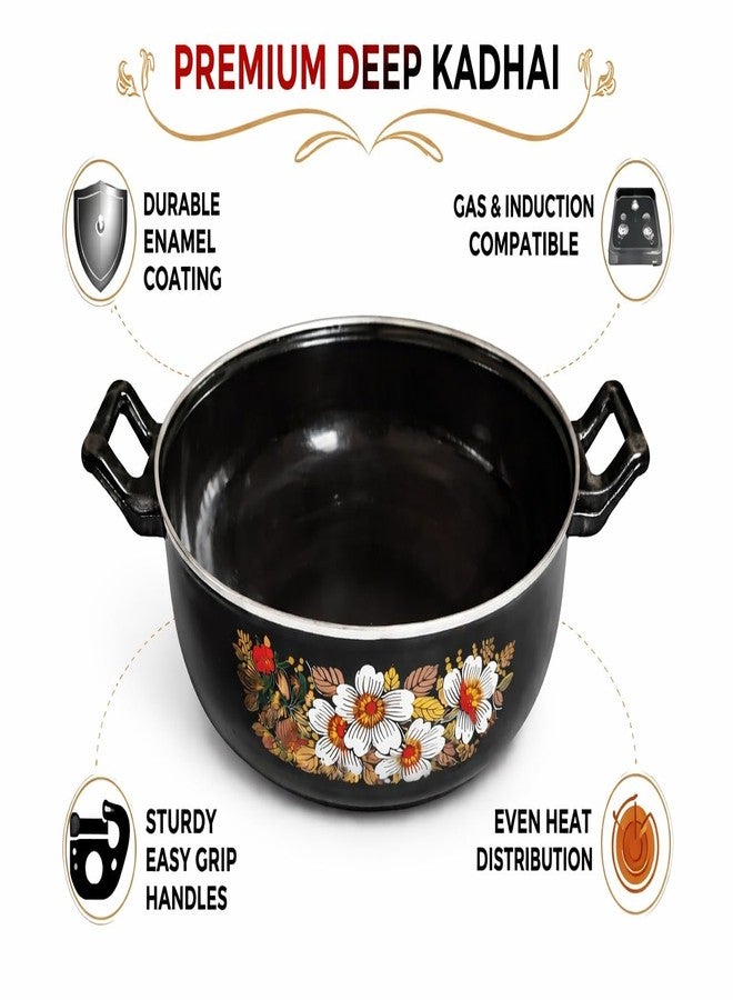 Non-Stick Kadhai with Thick Aluminium Body | Cool Touch Handle | Multipurpose Cooking Pan for Frying, Saute & Curry | Durable Longlasting use (Black) - Image 2