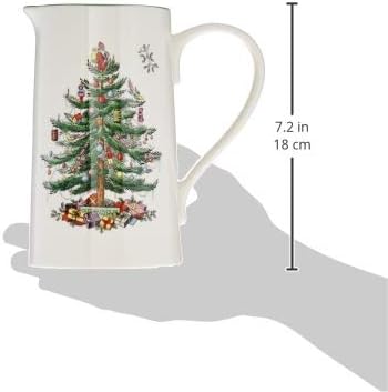 Spode Christmas Tree 32 Oz Porcelain Jug  Festive Holiday Kitchenware for Milk Cream Juice  Collectible  Elegant Tableware for Christmas Celebrations  Rustic Ceramic  Vintage Water Pitcher - Image 3
