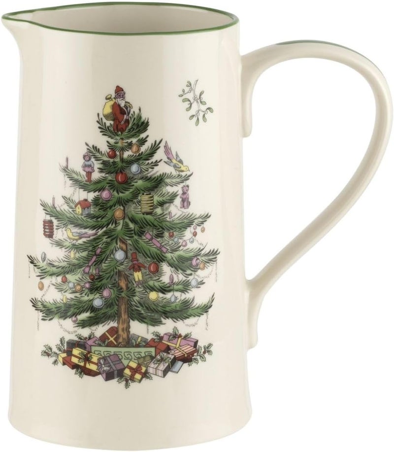 Spode Christmas Tree 32 Oz Porcelain Jug  Festive Holiday Kitchenware for Milk Cream Juice  Collectible  Elegant Tableware for Christmas Celebrations  Rustic Ceramic  Vintage Water Pitcher - Image 1