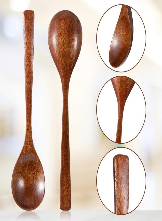 Zelphvt 2 Pcs Wooden Spoon for Eating, 7 Inch Wooden Soup Spoons Long Handle Woodens Serving Spoons for Tea, Coffee Desserts Cereal Cooking - Image 4