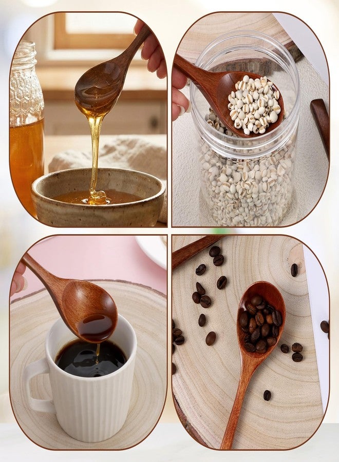 Zelphvt 2 Pcs Wooden Spoon for Eating, 7 Inch Wooden Soup Spoons Long Handle Woodens Serving Spoons for Tea, Coffee Desserts Cereal Cooking - Image 5