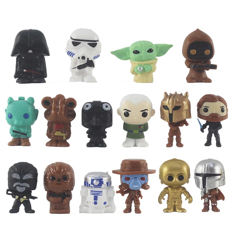 OMTO Star cake toppers 16Pack Toys set 1.5'' Figure Statues for the Star Wars party supplies - Image 1