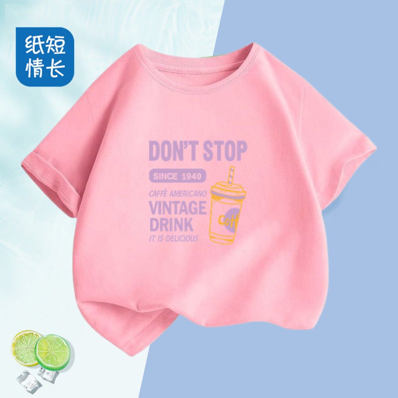 2223# Boys And Girls Short-Sleeved T-Shirt Large And Medium-Sized Children'S Western Style Cotton Children'S Comfortable Breathable T-Shirt Top - Image 3