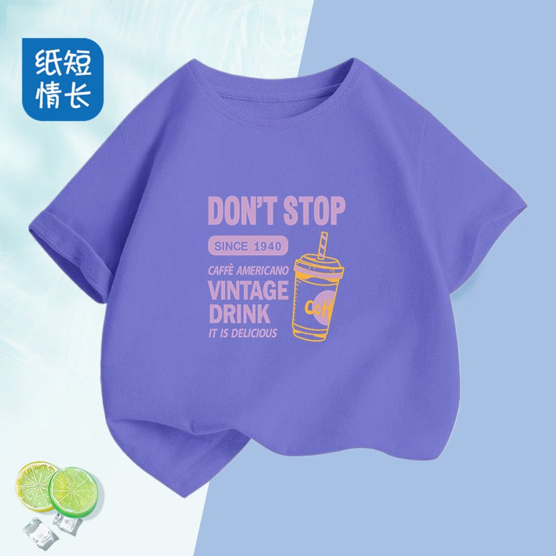 2223# Boys And Girls Short-Sleeved T-Shirt Large And Medium-Sized Children'S Western Style Cotton Children'S Comfortable Breathable T-Shirt Top - Image 5
