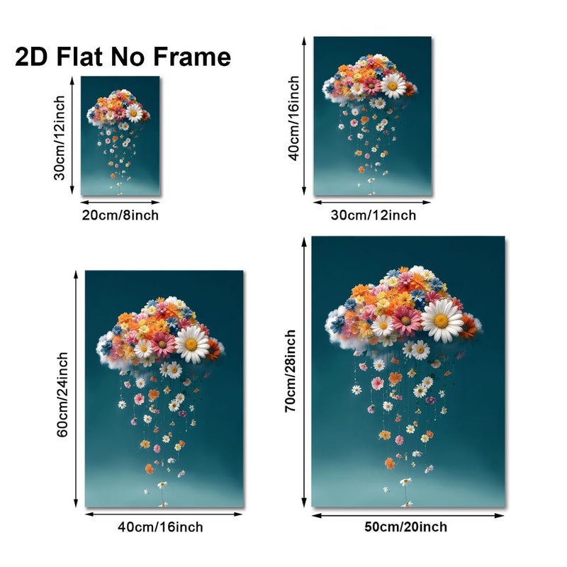 Vibrant Array of Flowers Frameless Canvas Poster 19.69x27.56inch Bedroom Wall Decor - Image 2