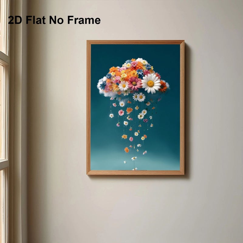 Vibrant Array of Flowers Frameless Canvas Poster 19.69x27.56inch Bedroom Wall Decor - Image 5