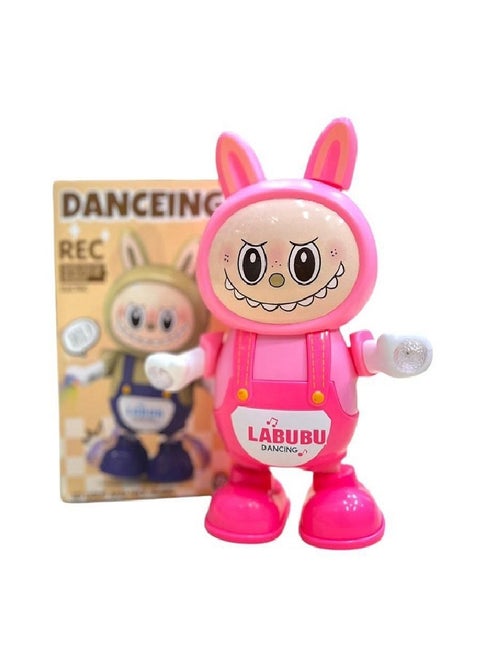 LABUBU Battery Operated Dancing Robot Toy with Light and Sound LABUBU Pink Talking and Speech Repeating