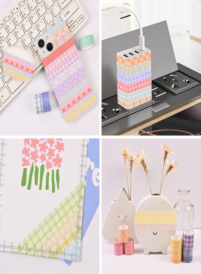 GINCEVHY Plaid Washi Tape Set, 100 Rolls Basic Grid Decorative Masking Tapes, 5/8/10/15/20/30mm Wide 6.56ft Long/Roll Colorful Lattice Washi Tape for Arts, DIY Crafts, Journals, Planners, Scrapbook, Wrapping - Image 5