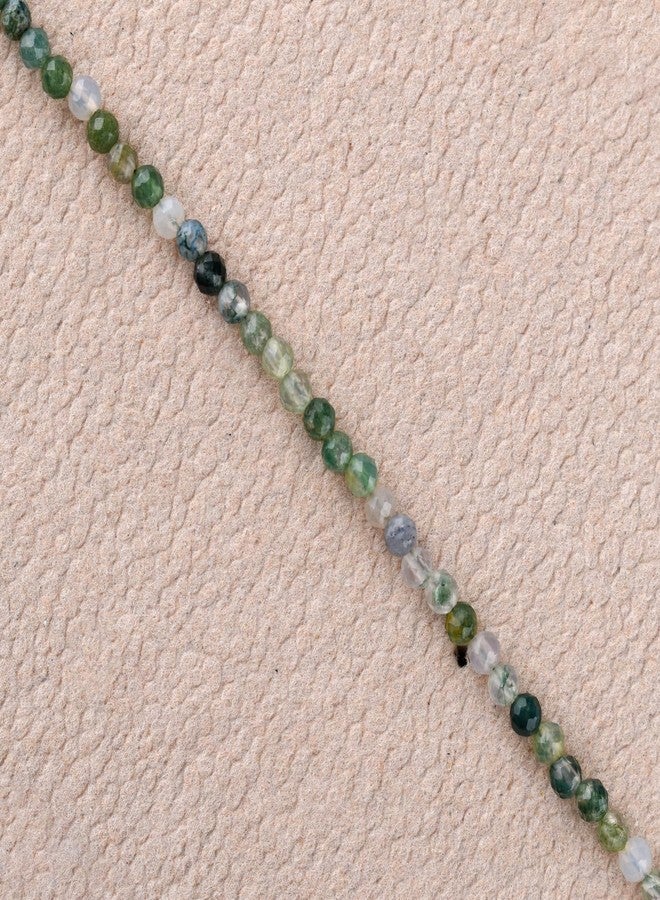 يانارا أساور يانارا من العقيق الأخضر الطحلبي للنساء، مصنوعة يدويًا من خرز الأحجار الكريمة الطبيعية الدقيقة، مرصعة بكريستالات طاقة الشاكرا وأحجار الشفاء، مع سلسلة مطلية بالفضة بطول 8 بوصات. - Image 5